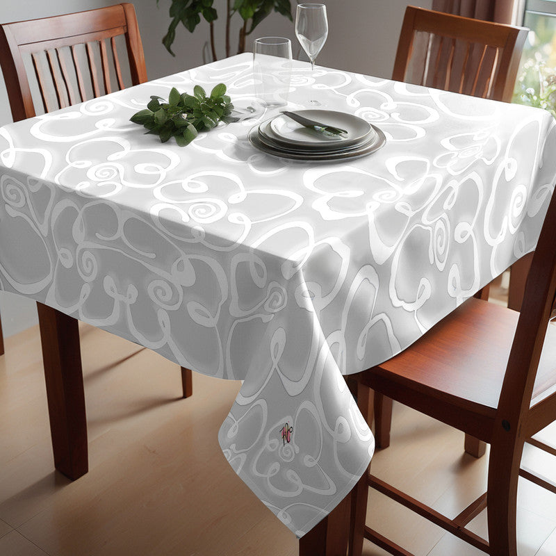 Daisies on Pale Grey Square Tablecloth By Fifo