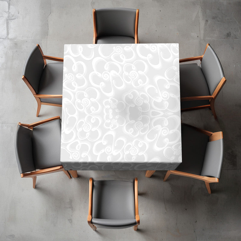 Daisies on Pale Grey Square Tablecloth By Fifo