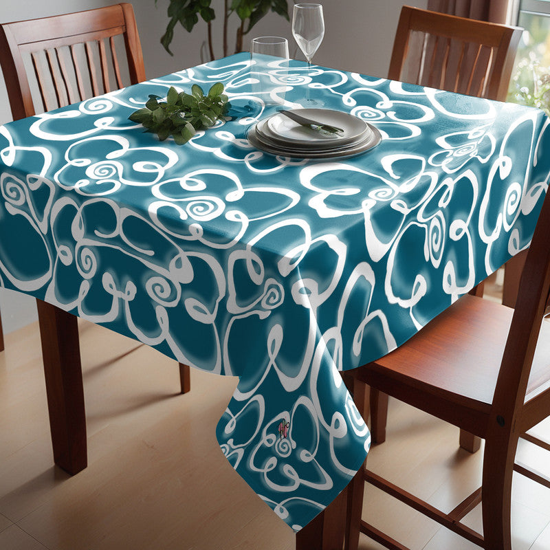 Daisies on Teal Square Tablecloth By Fifo