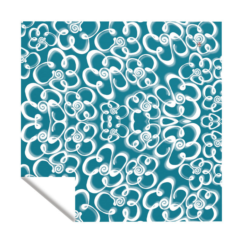 Daisies on Teal Square Tablecloth By Fifo