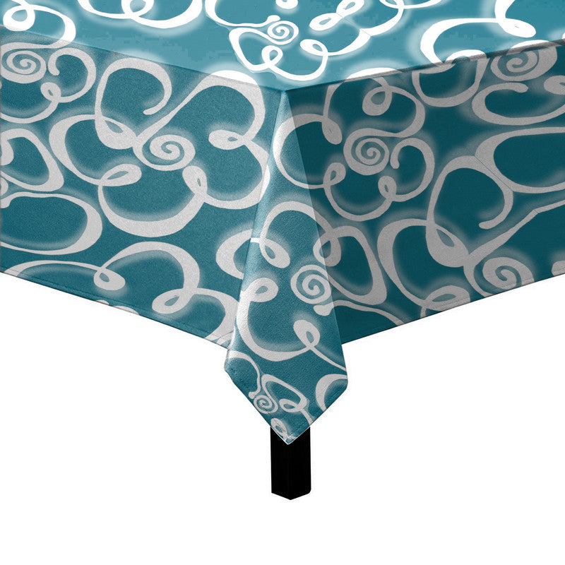 Daisies on Teal Square Tablecloth By Fifo