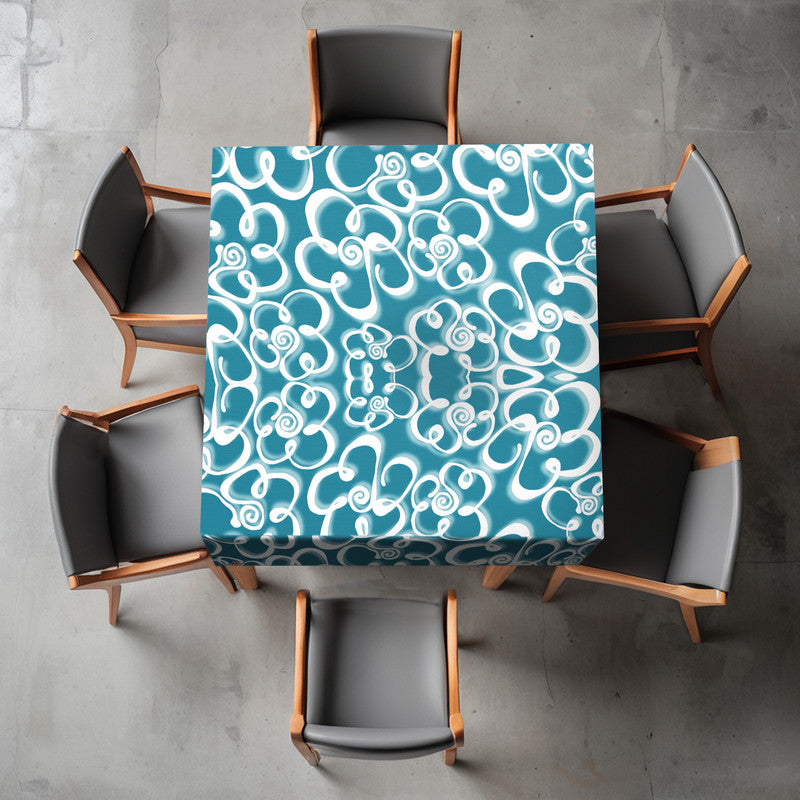 Daisies on Teal Square Tablecloth By Fifo