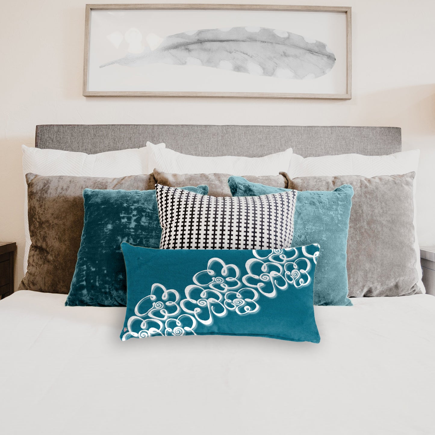 Daisies Bold on Teal By Fifo Oblong Luxury Scatter