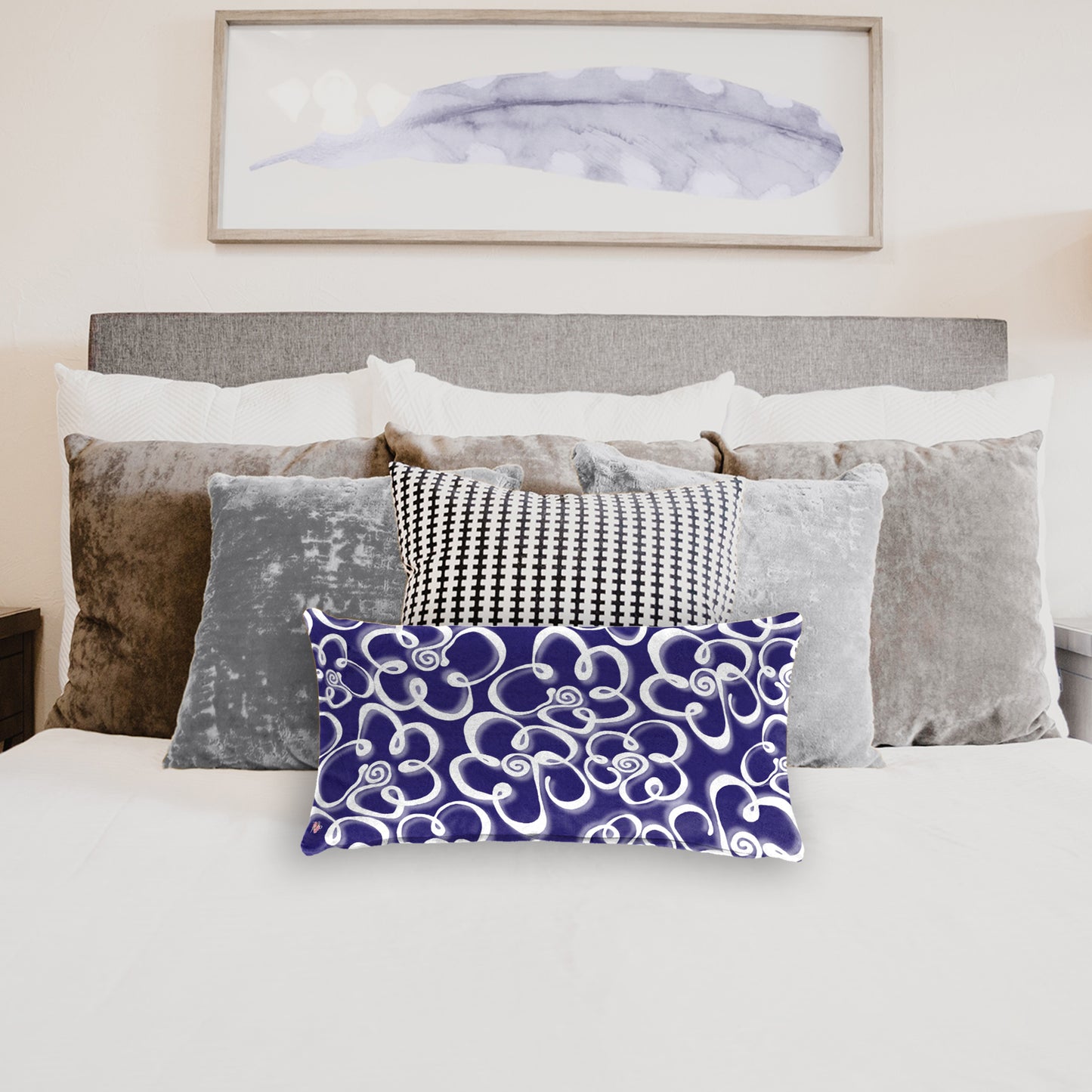 Daisies on Navy By Fifo Oblong Luxury Scatter