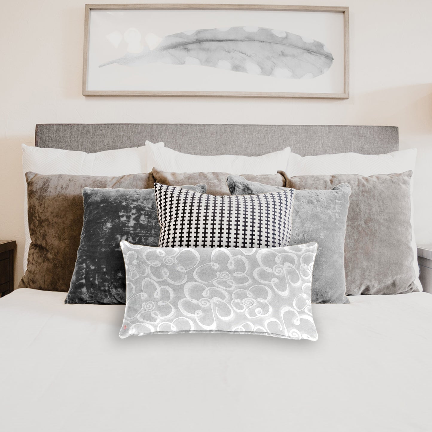 Daisies on Pale Grey By Fifo Oblong Luxury Scatter
