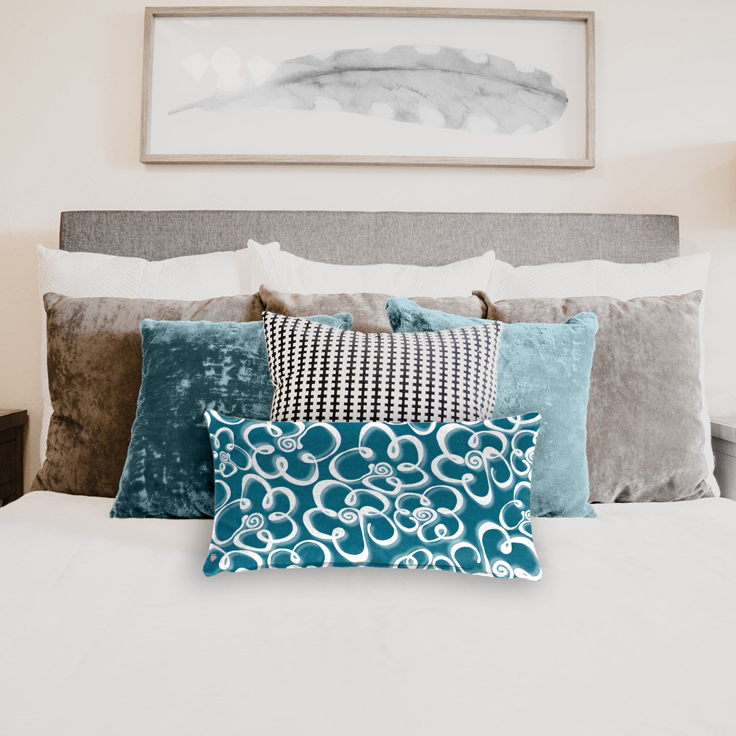 Daisies on Teal By Fifo Oblong Luxury Scatter