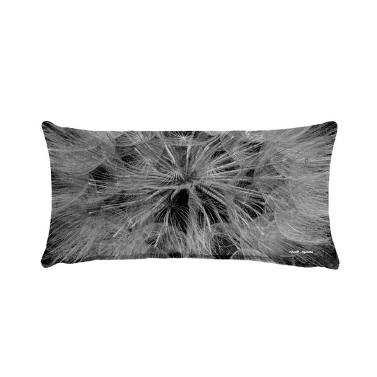 Dandelion Close Up Black White Oblong Luxury Scatter by Annette Heymans