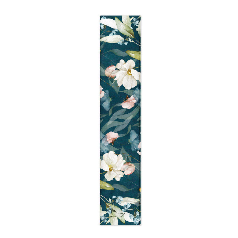 Dark Aqua Flowers Close Up Table Runner by Mark van Vuuren