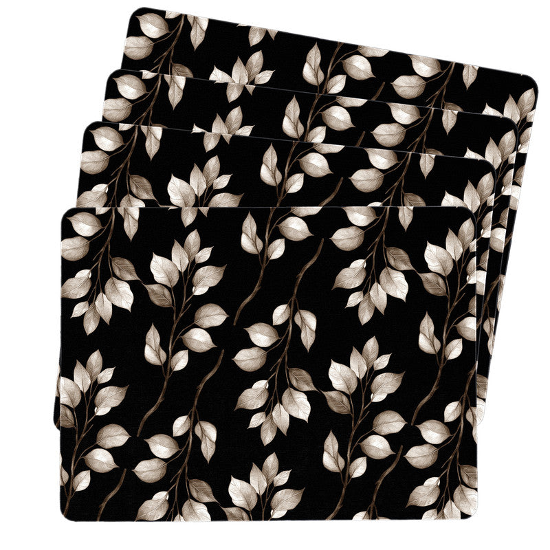 Dark Brown Leaves on Black Placemats by Mark van Vuuren