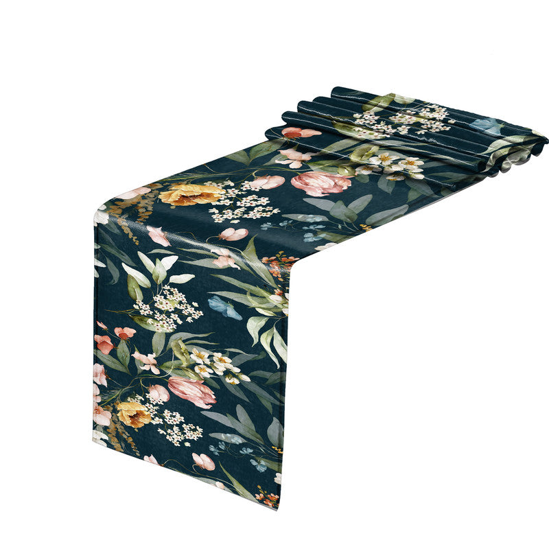 Dark Green Flower Pattern Table Runner by Mark van Vuuren