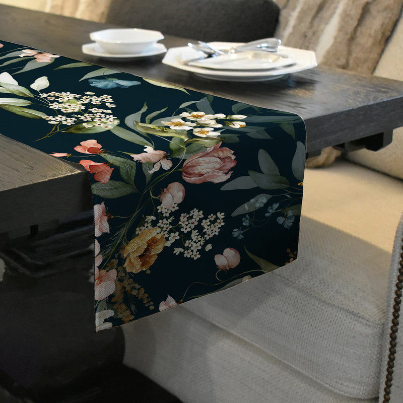 Dark Green Flower Pattern Table Runner by Mark van Vuuren