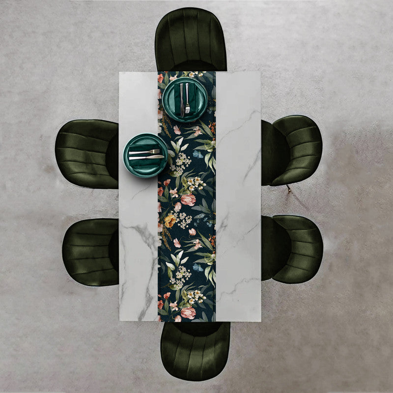 Dark Green Flower Pattern Table Runner by Mark van Vuuren
