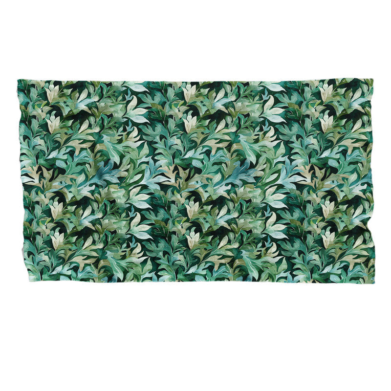 Dark Green Leaves Light Bed Throw