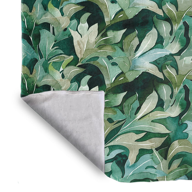 Dark Green Leaves Light Bed Throw