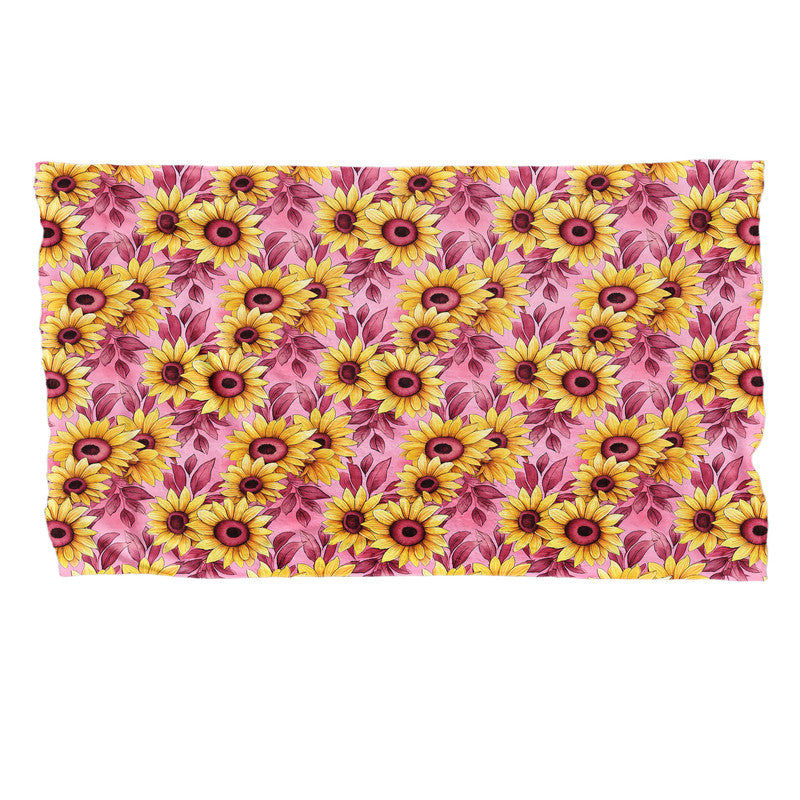 Dark Pink Sunflowers Light Bed Throw