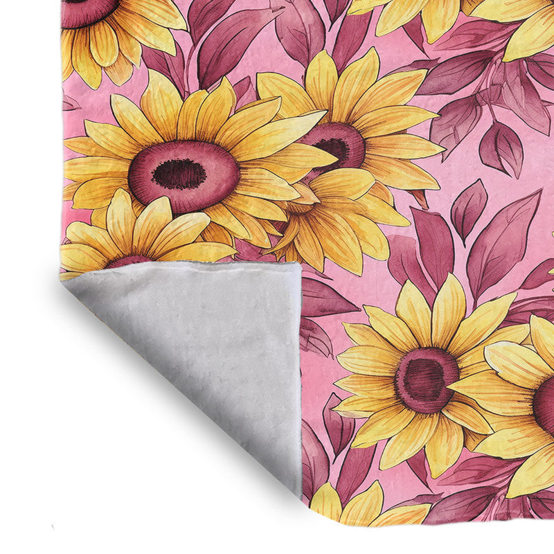 Dark Pink Sunflowers Light Bed Throw