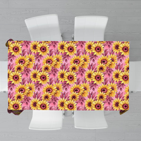 Dark Pink Sunflowers Rectangle Tablecloth