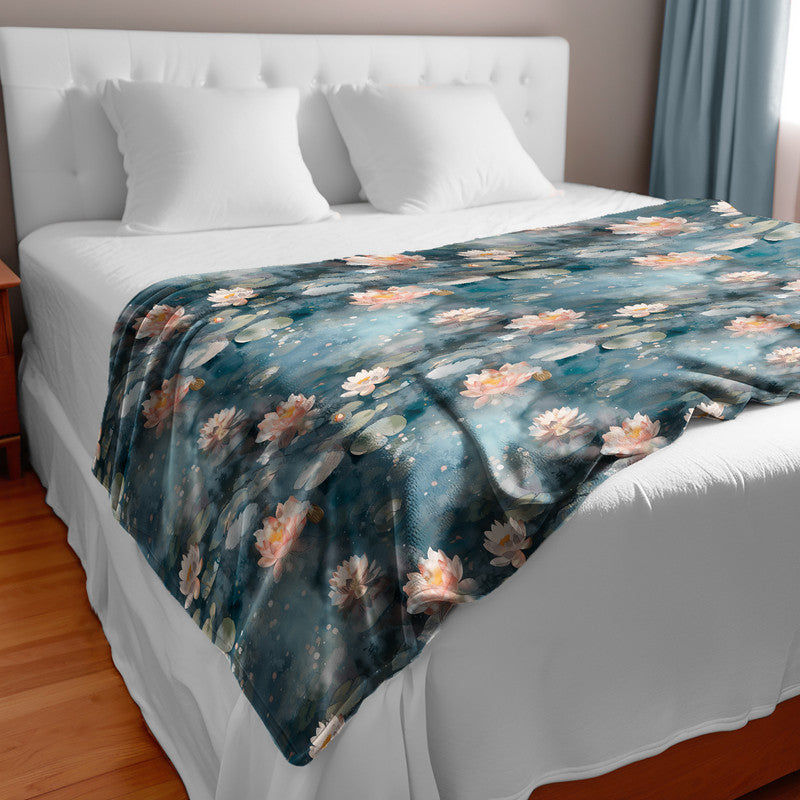 Dark Water Lilies Light Bed Throw