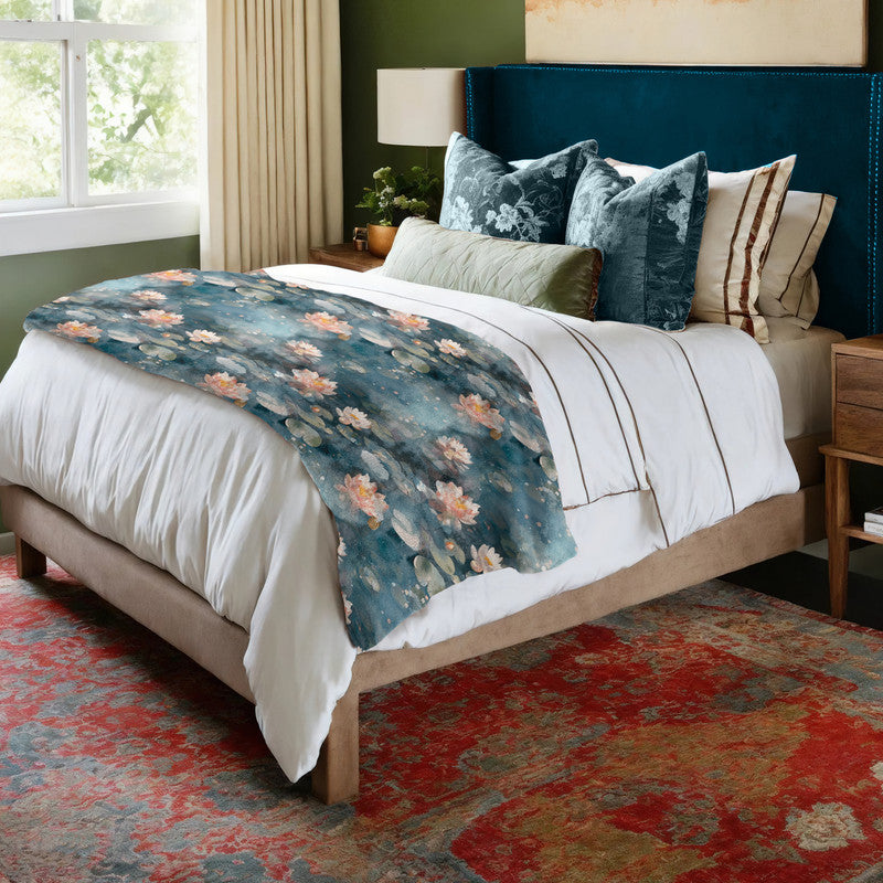 Dark Water Lilies Light Bed Throw