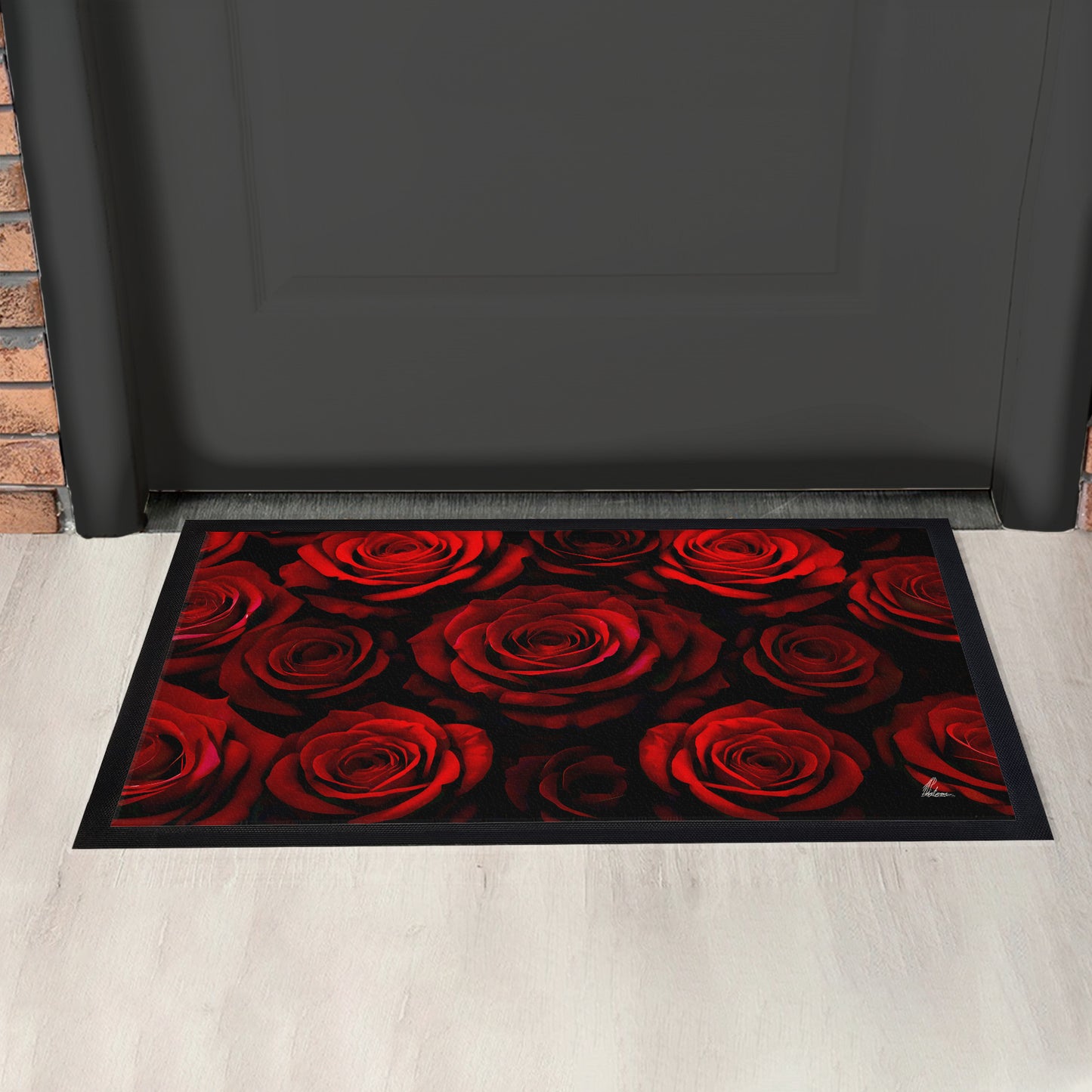 Dark Rose Garden Door Mat by Nathan Pieterse