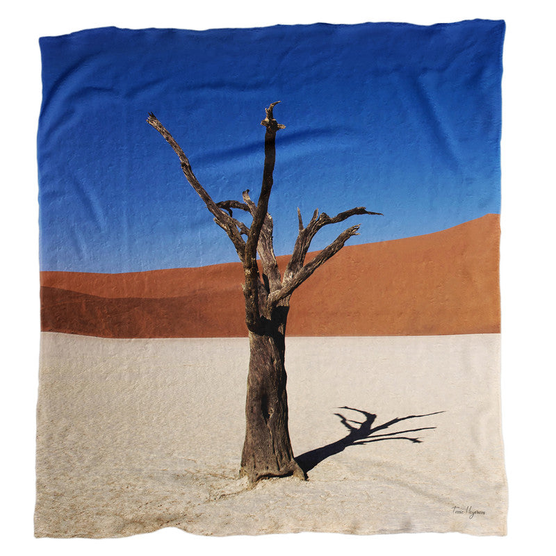 Sossusvlei Trees Desert Namibia Light Weight Fleece Blanket By Fanie Heymans