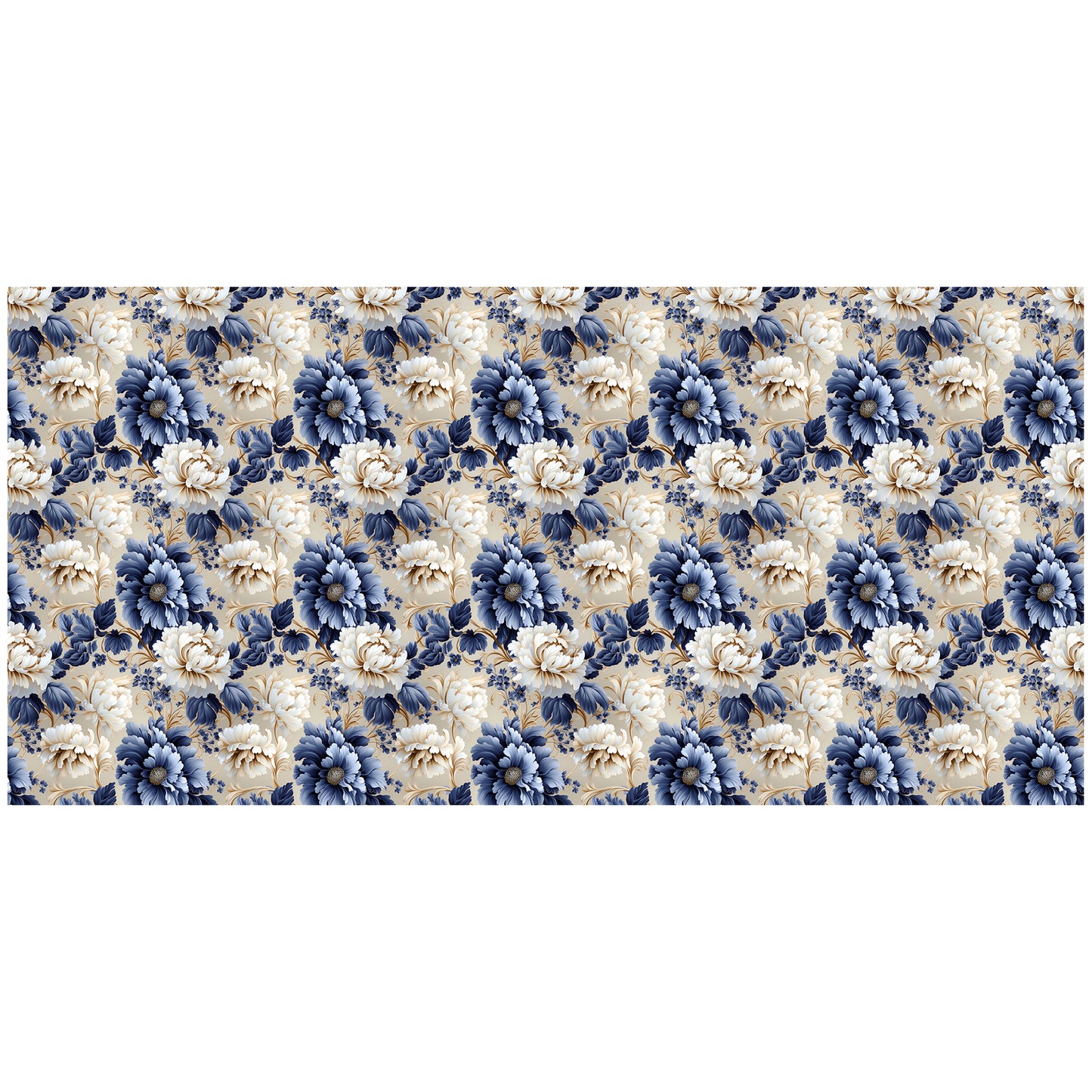 Decorative Blue Rose Pattern 3m Rectangle Tablecloth