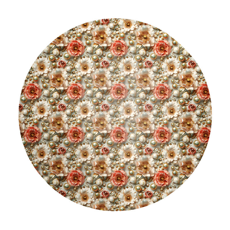 Deep Cream Peony Round Tablecloth