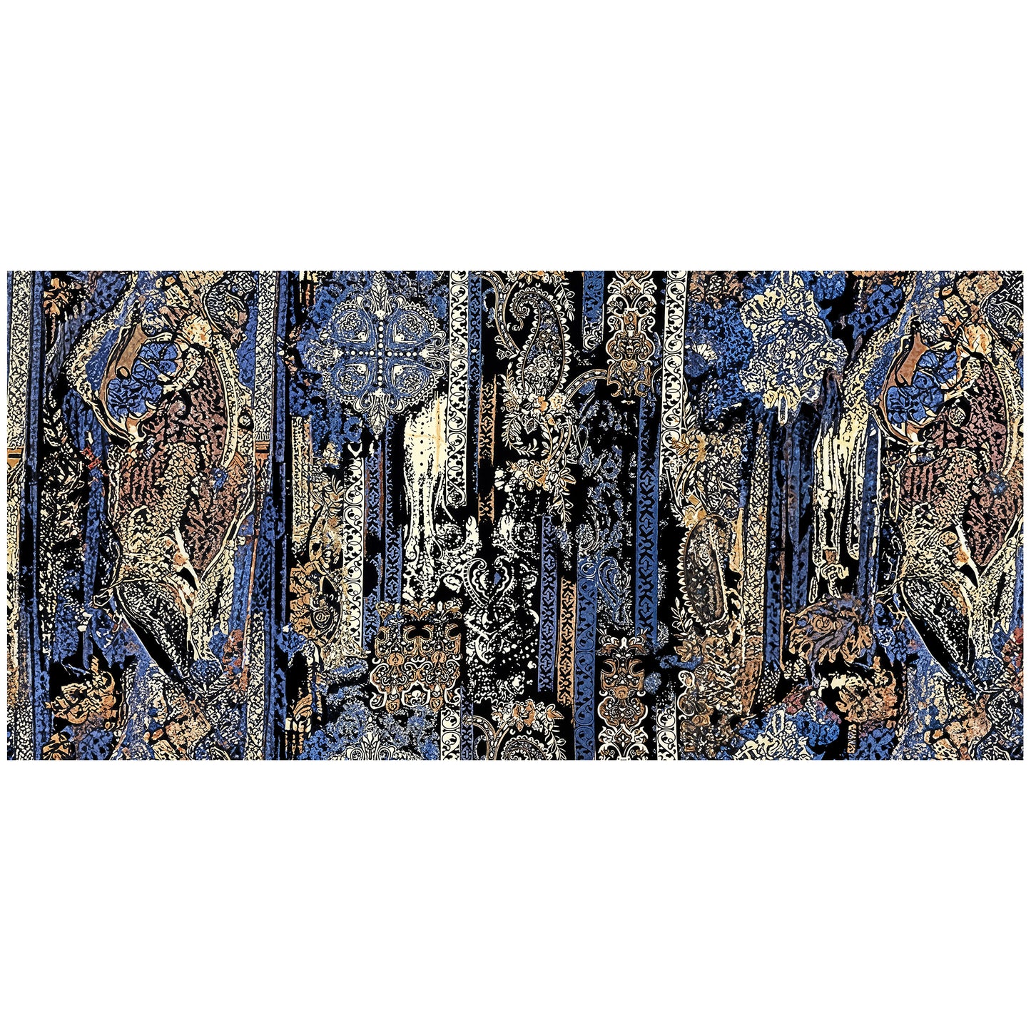 Deep Blue and Yellow Patterns 3m Rectangle Tablecloth