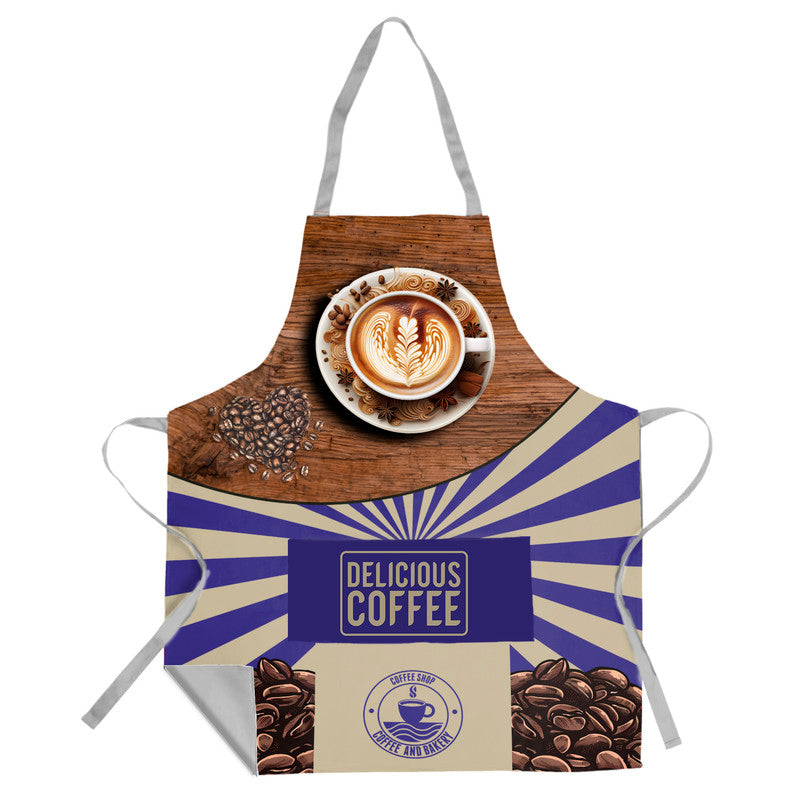 Delicious Coffee Blue Medium Length Apron