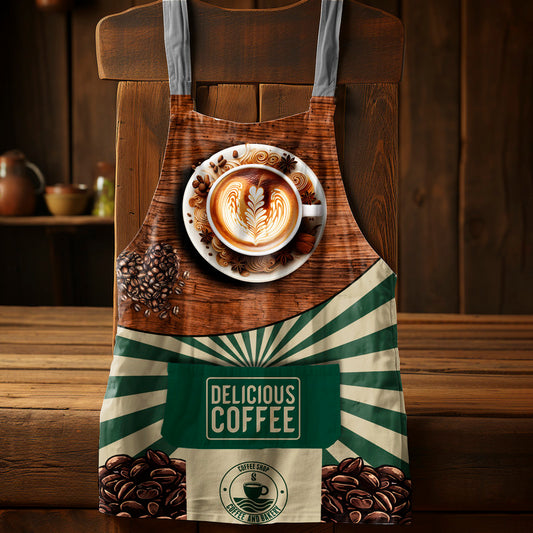 Delicious Coffee Green Medium Length Apron