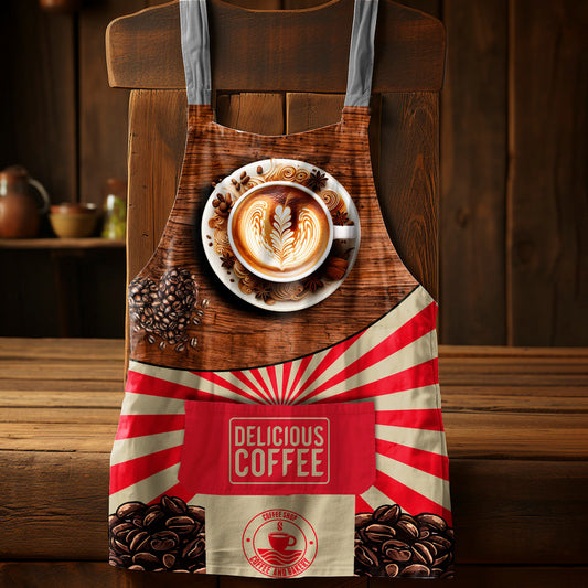 Delicious Coffee Red Medium Length Apron