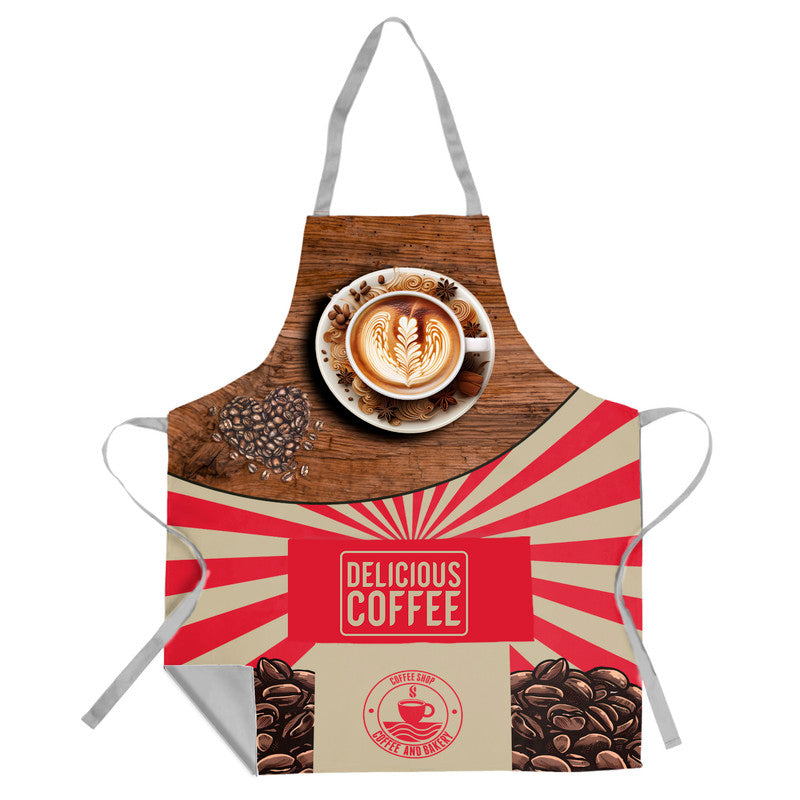 Delicious Coffee Red Medium Length Apron