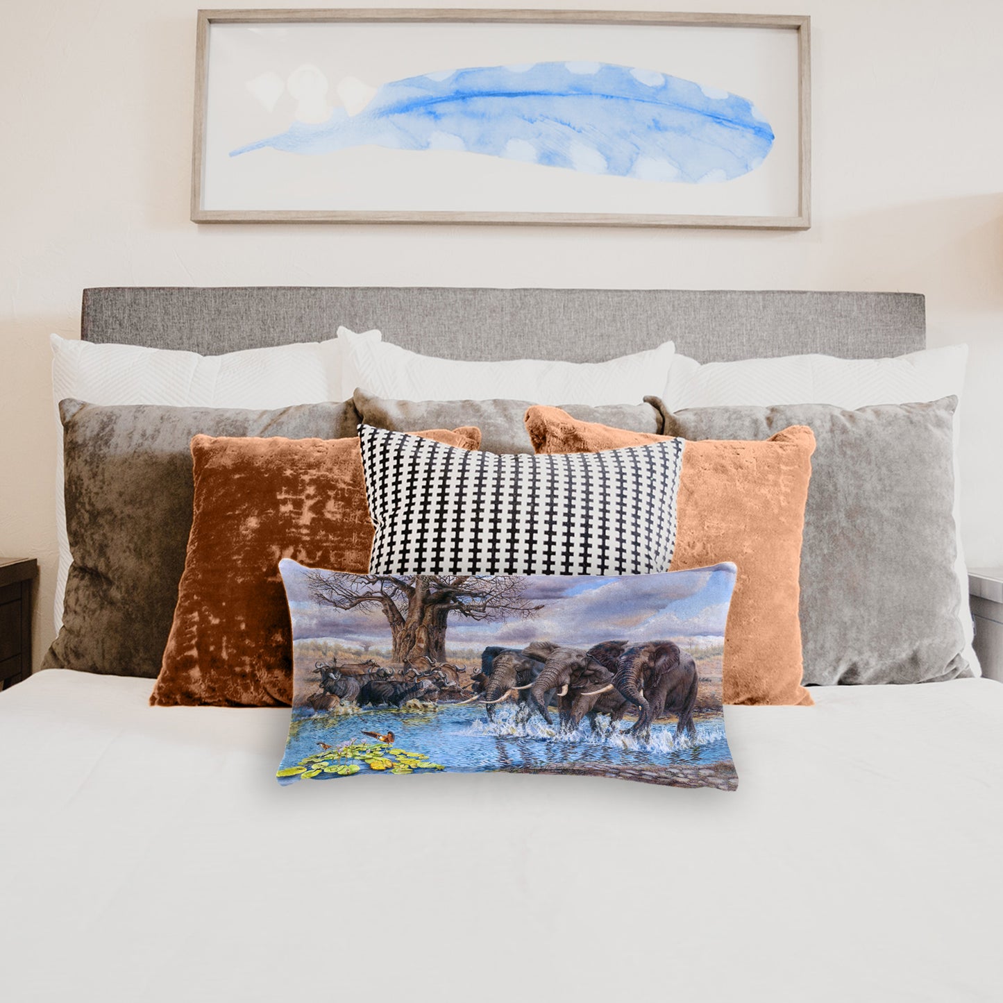 Watering Hole By Delene Lambert Oblong Luxury Scatter