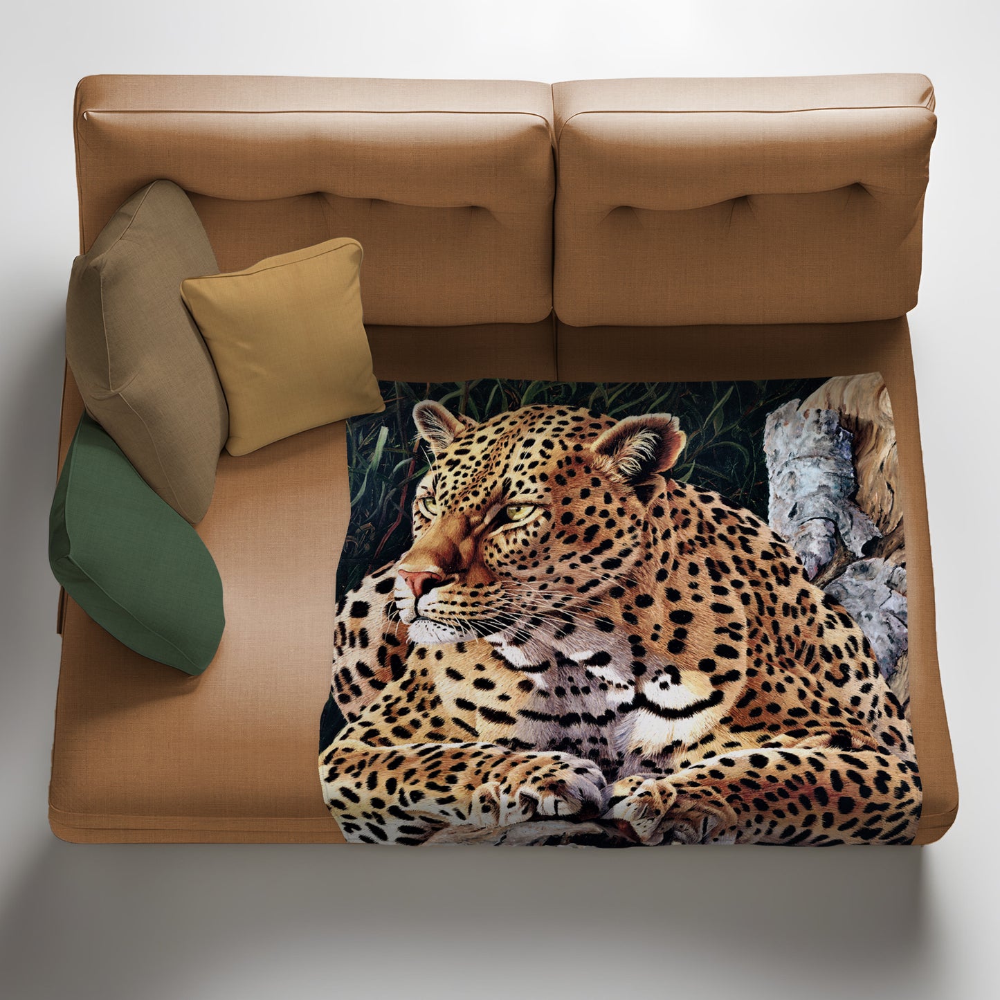 Leopard Light Weight Fleece Blanket by Delene Lambert