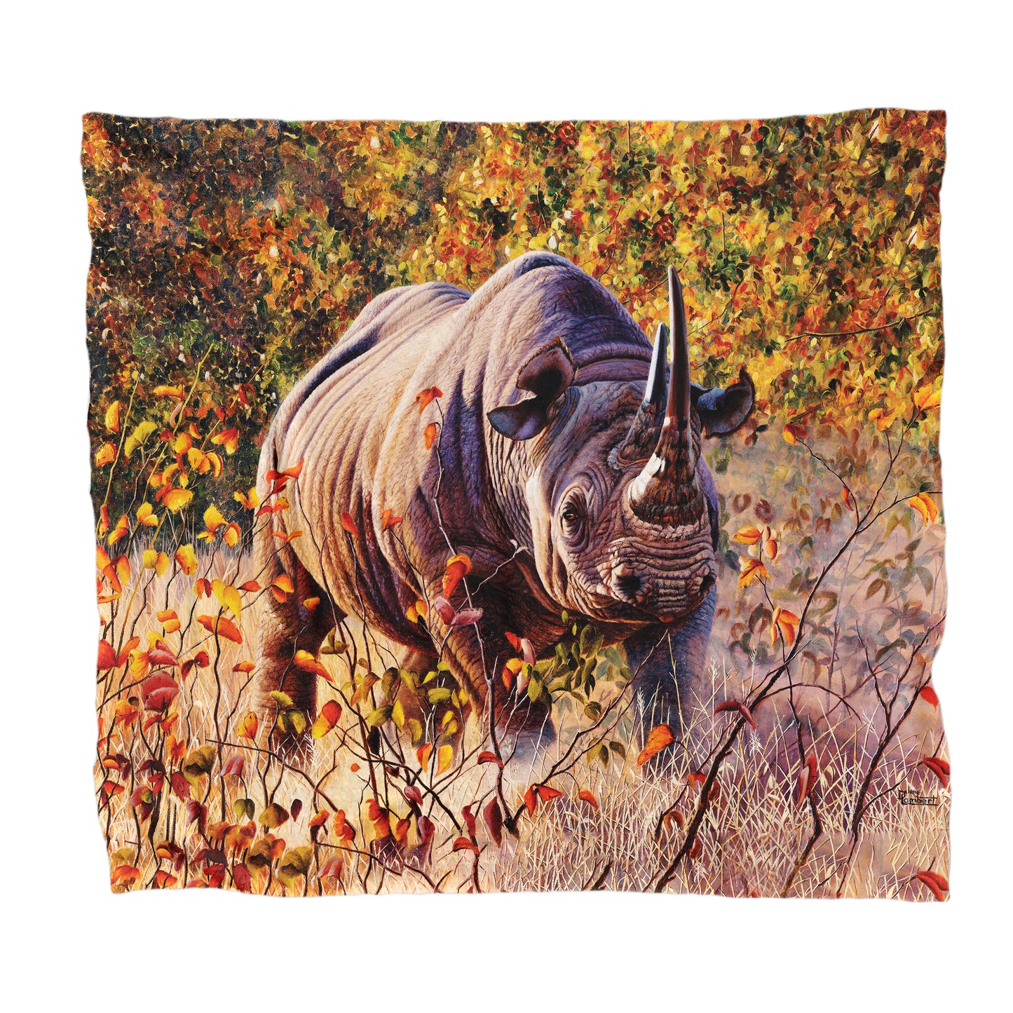 Rhino Light Fleece Blanket by Delene Lambert