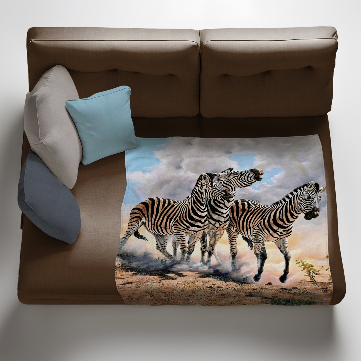 Zebra Light Weight Fleece Blanket by Delene Lambert.