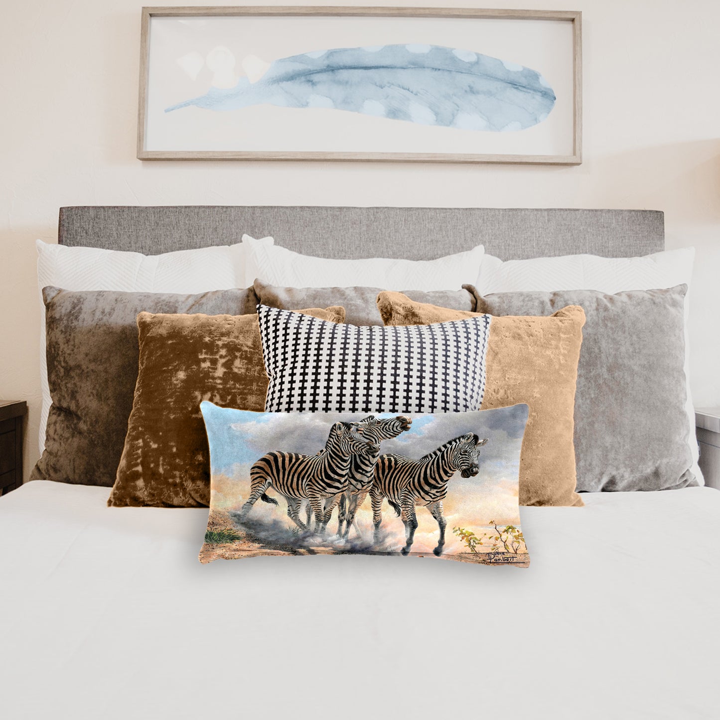 Zebras By Delene Lambert Oblong Luxury Scatter