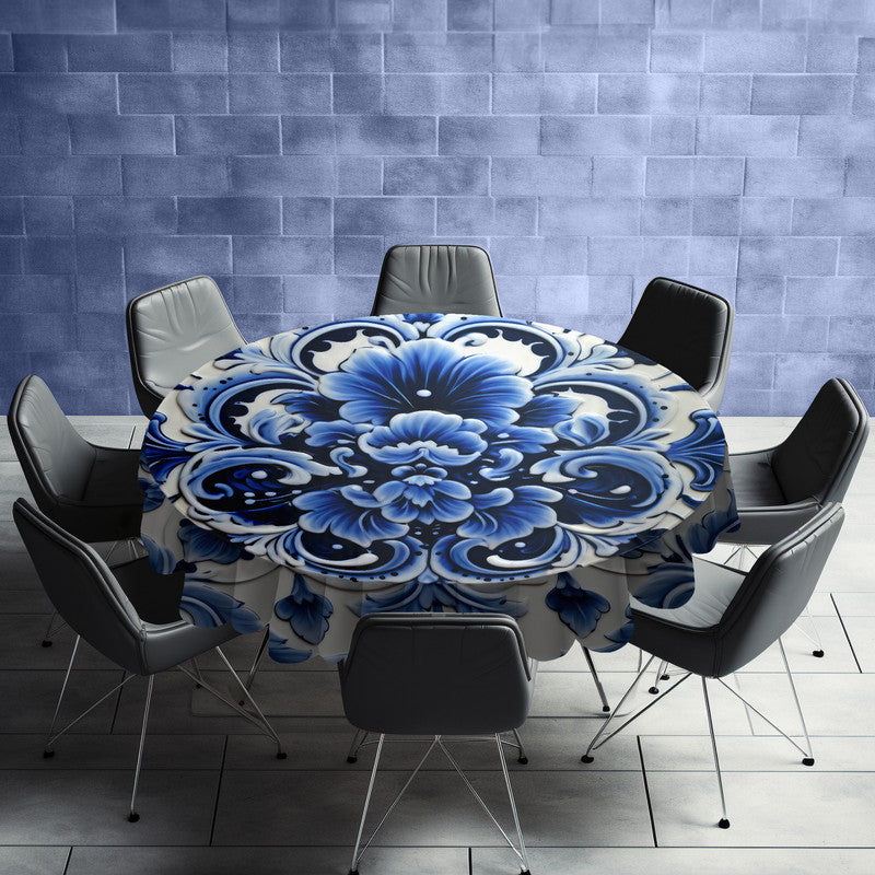 Delft Bloom Round Tablecloth