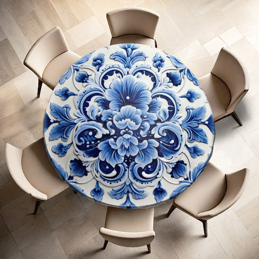 Delft Bloom Round Tablecloth