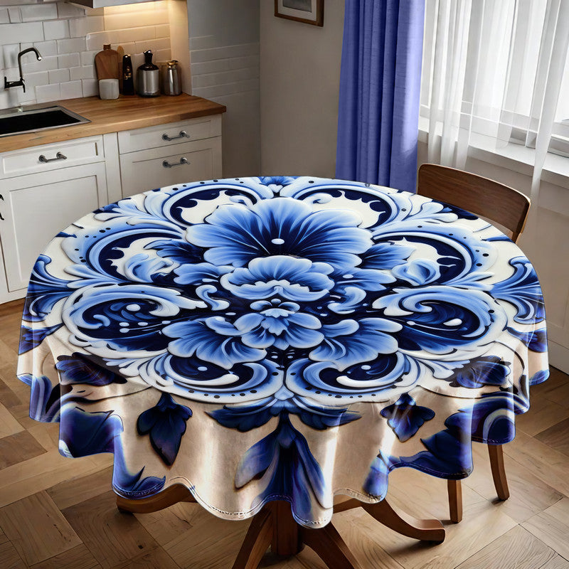 Delft Bloom Round Tablecloth