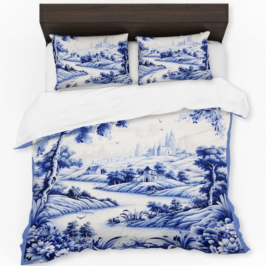 Delft Blue Botanic 2400x2100 Queen Duvet