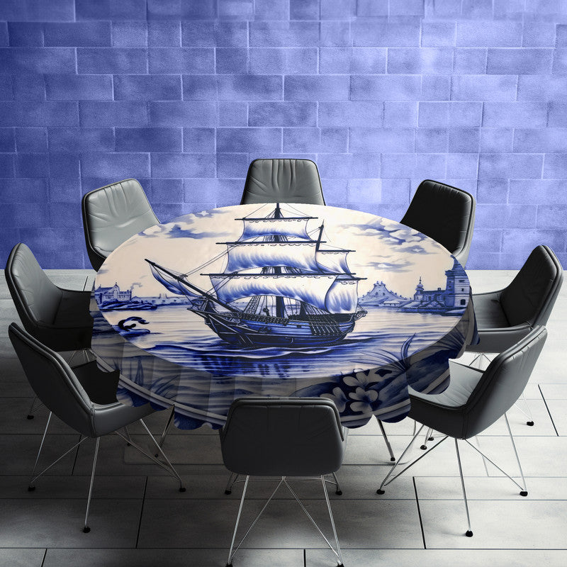 Delft Vase Voyage Round Tablecloth