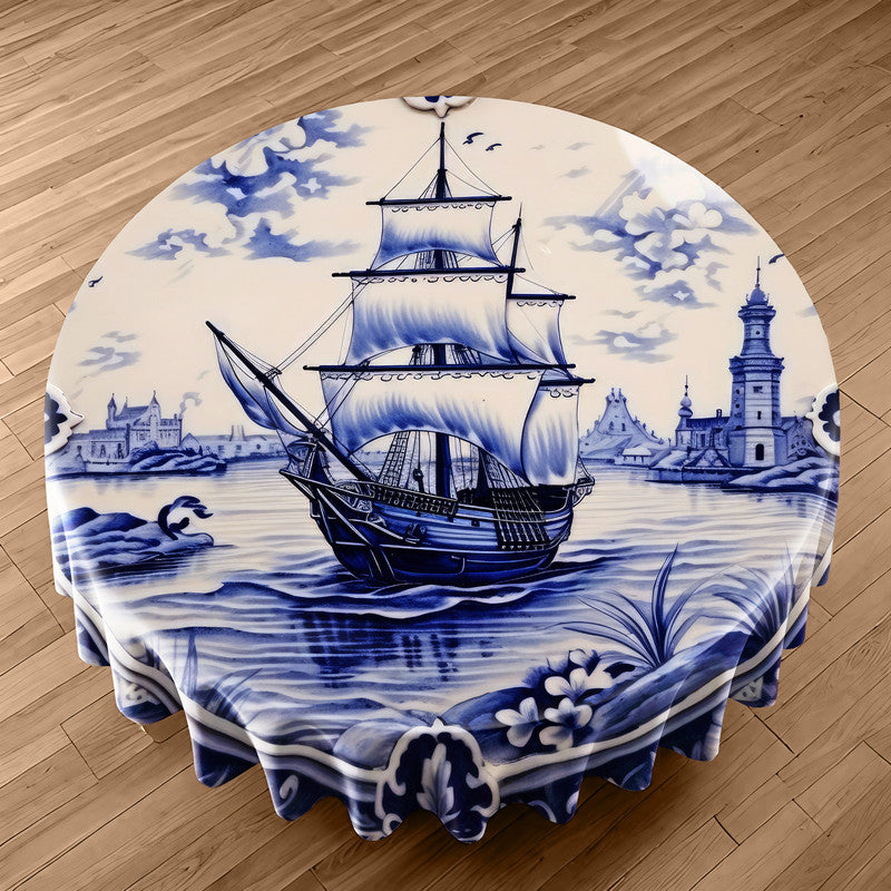 Delft Vase Voyage Round Tablecloth