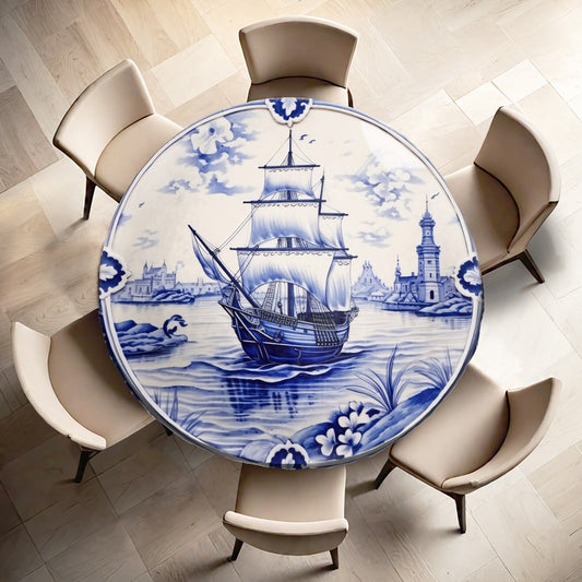 Delft Vase Voyage Round Tablecloth
