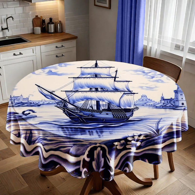 Delft Vase Voyage Round Tablecloth