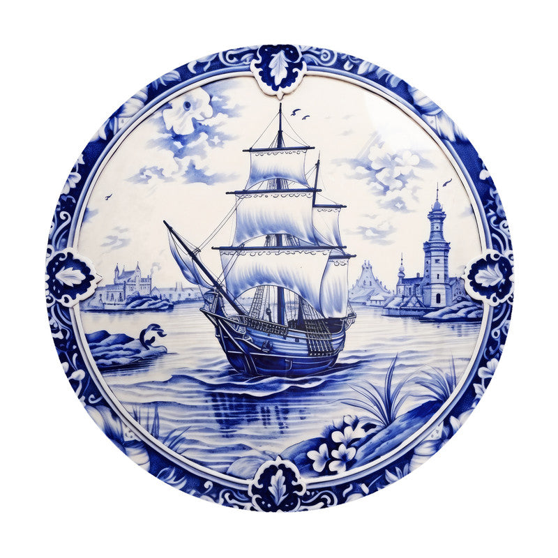 Delft Vase Voyage Round Tablecloth