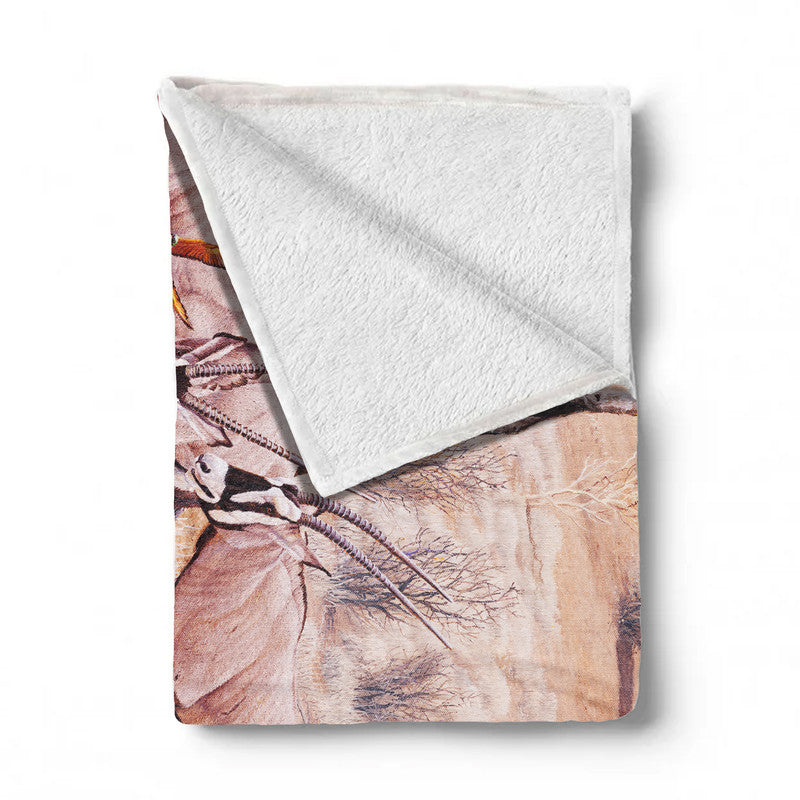 Desert Gemsbok Light weight fleece blanket By Delene Lambert