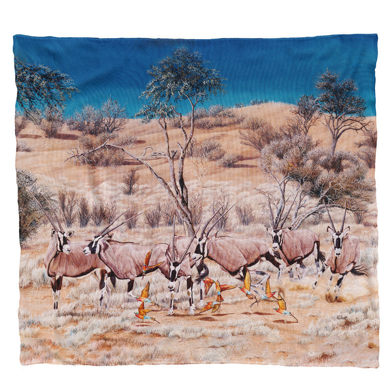 Desert Gemsbok Light weight fleece blanket By Delene Lambert