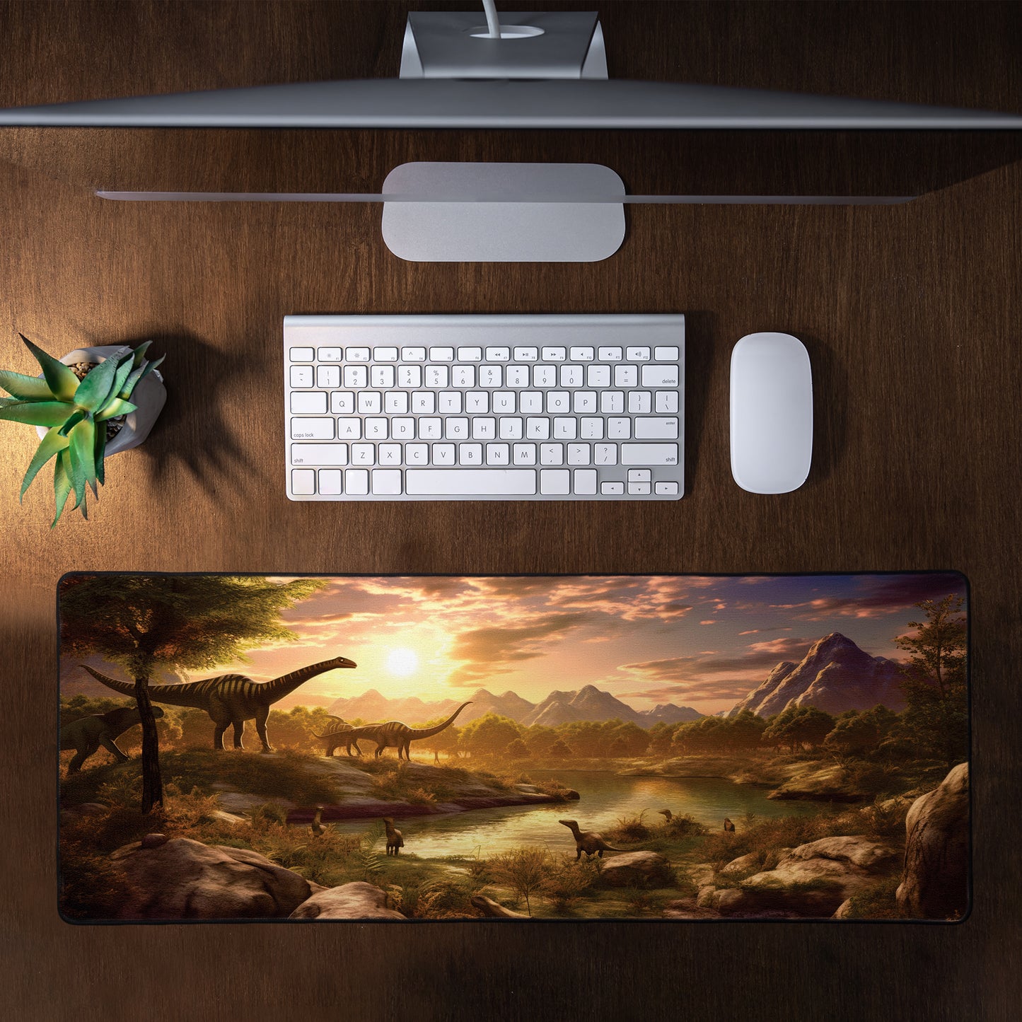 Dinosaurs at Sunrise Large Desk Pad