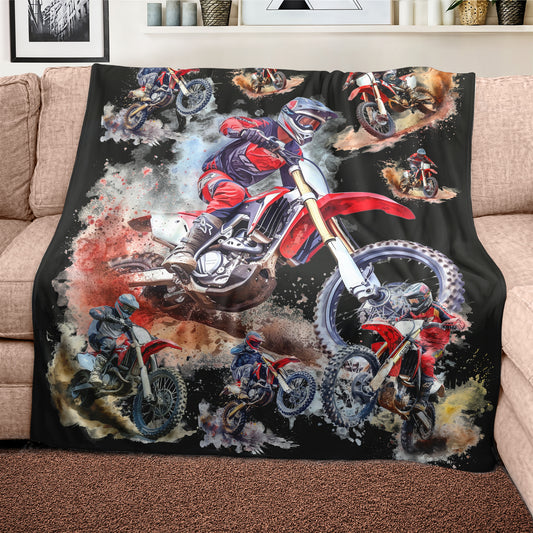 Dirtbike Adventure Light Weight Fleece Blanket by Mark van Vuuren